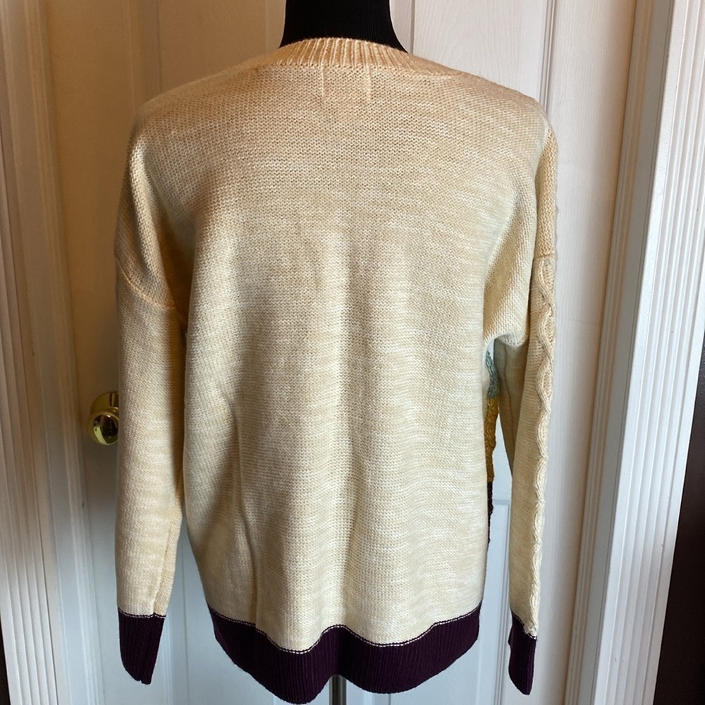 St John’s Bay Multi Color Colorblock Cable Knit Crewneck Sweater sz L NWT - Picture 8 of 11